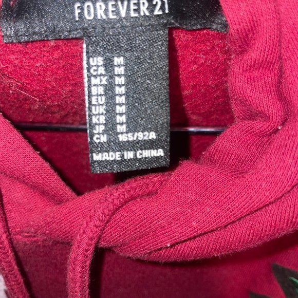 forever 21 (m) burgundy floral embroidered Harvard university hoodie - Picture 9 of 9